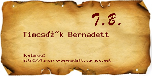 Timcsák Bernadett névjegykártya